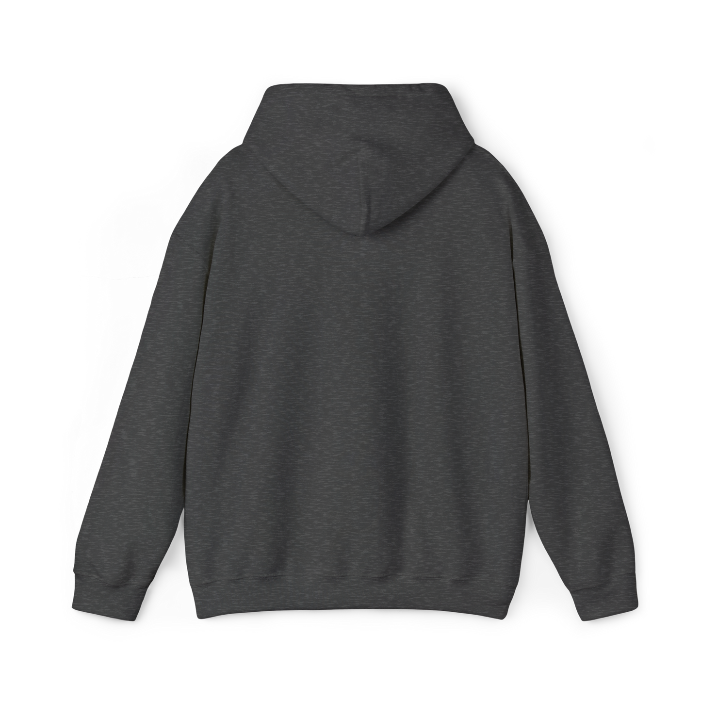 Back view of the Silent Chaos Men's Hoodie in charcoal grey, featuring a clean, minimalist design with a structured hood. A staple piece in Australian streetwear and men's gym clothing, offering both style and functionality