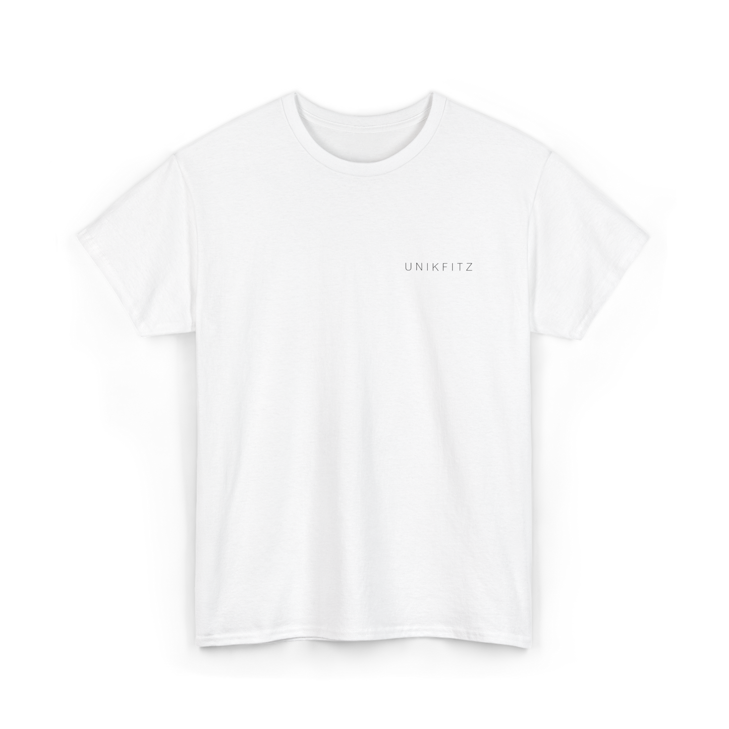 The front view of the 'Dreams Have No Limits' women's t-shirt by UNIKFITZ, featuring minimalist branding in a clean, essential white design. A versatile piece in Australian streetwear, perfect for women's clothing, gym wear, and urban fashion.