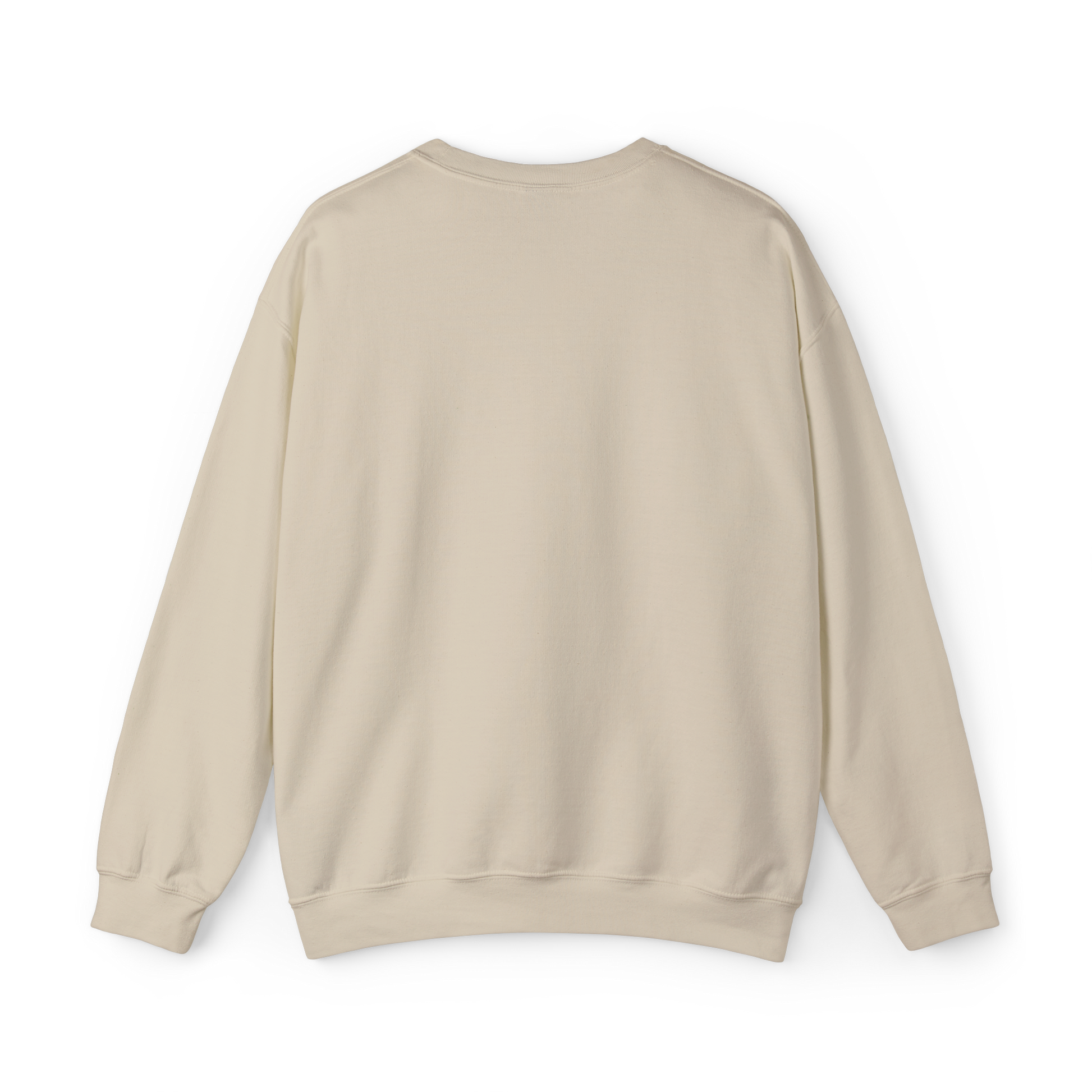 Back view of the Forged in Chaos Men's beige Sweatshirt by UNIKFITZ, showcasing its clean, minimalist design. This essential Australian streetwear piece offers a relaxed fit, ribbed cuffs, and premium cotton blend, making it a go-to choice for men's wear, gym style, and everyday layering.