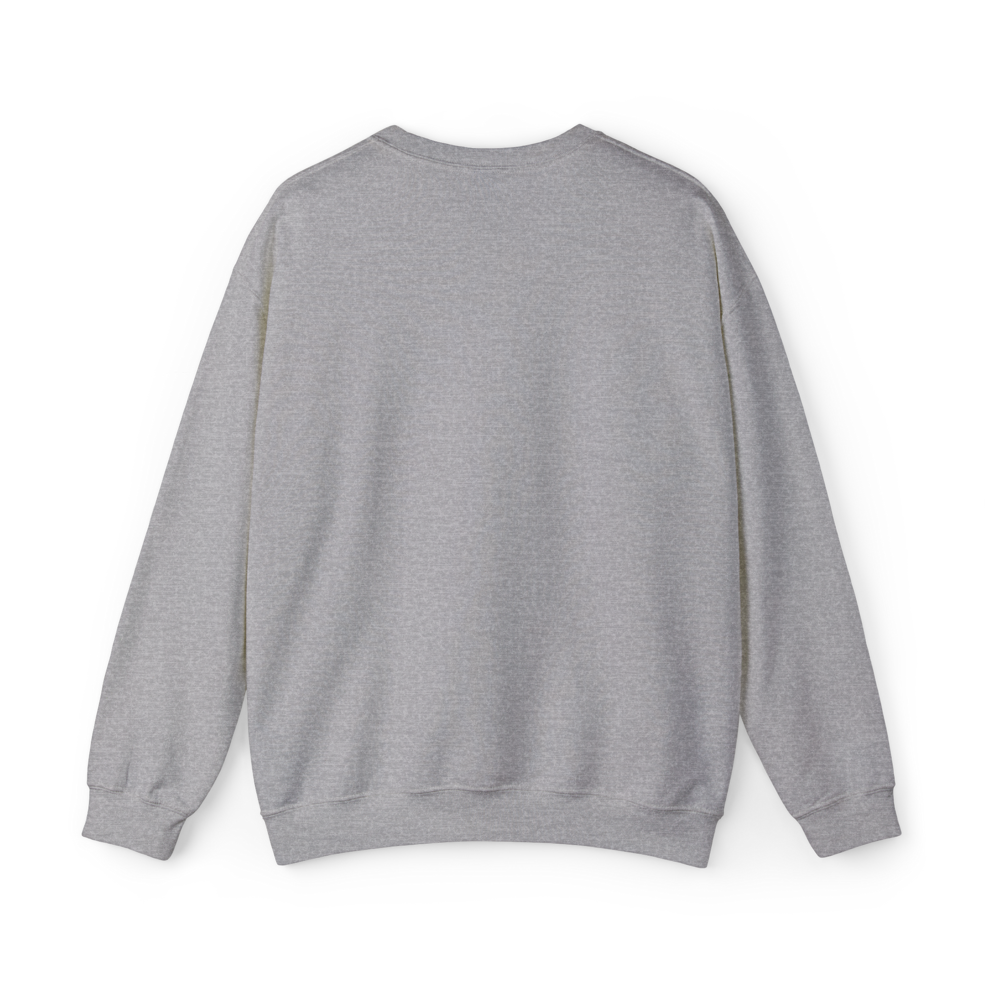 Back view of the Forged in Chaos grey Men's Sweatshirt by UNIKFITZ, showcasing its clean, minimalist design. This essential Australian streetwear piece offers a relaxed fit, ribbed cuffs, and premium cotton blend, making it a go-to choice for men's wear, gym style, and everyday layering