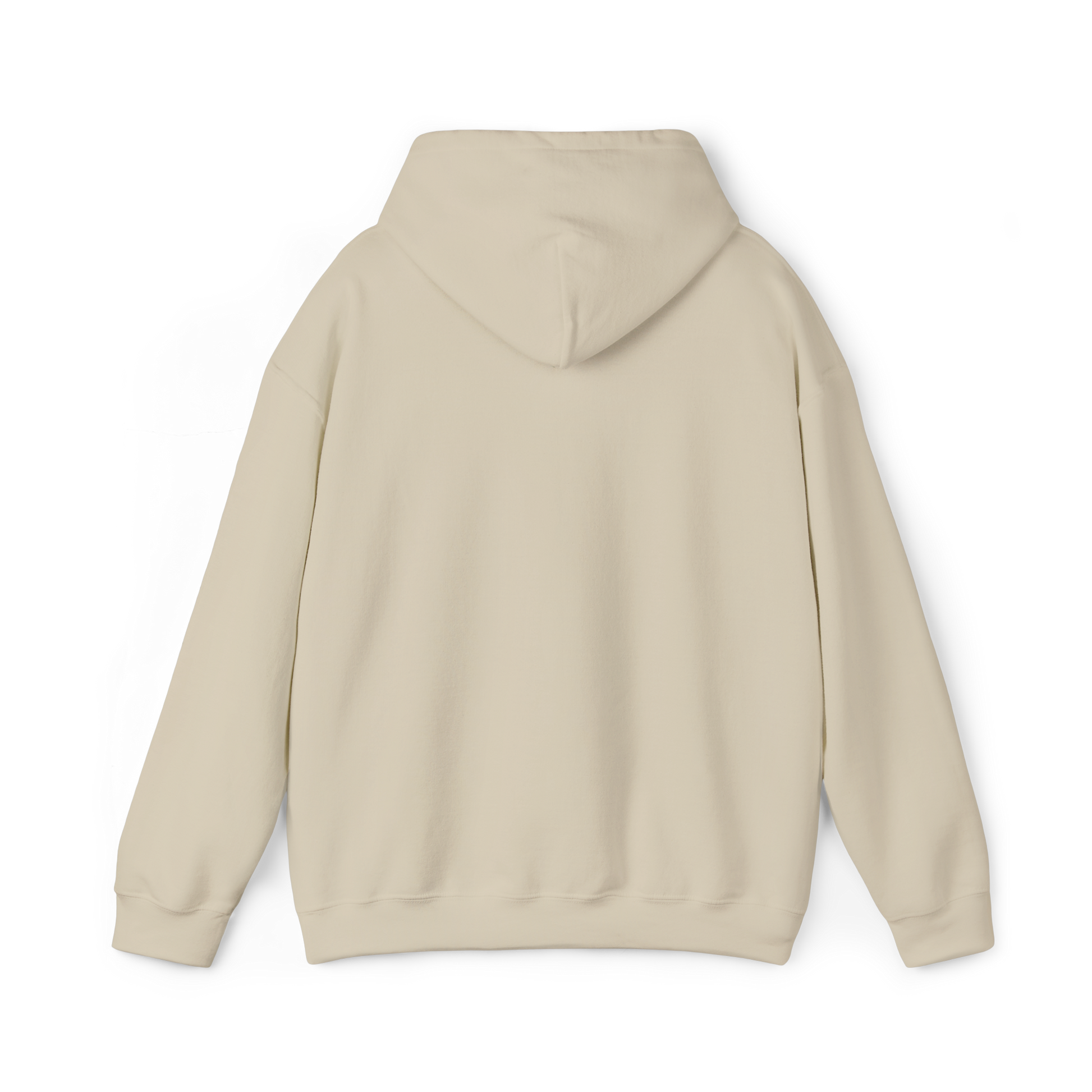 Back of Nope Not Today Men's beige Hoodie – minimalist design with a statement graphic, crafted for urban streetwear lovers, men's wear enthusiasts, and those seeking an essential t-shirt alternative.