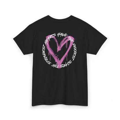Bold Scarred Heart graphic printed on the back of the UNIKFITZ Women's T-Shirt. This statement piece embodies resilience and strength, making it a must-have for Australian streetwear fans. Ideal for gym workouts, casual outfits, and expressive street fashion.