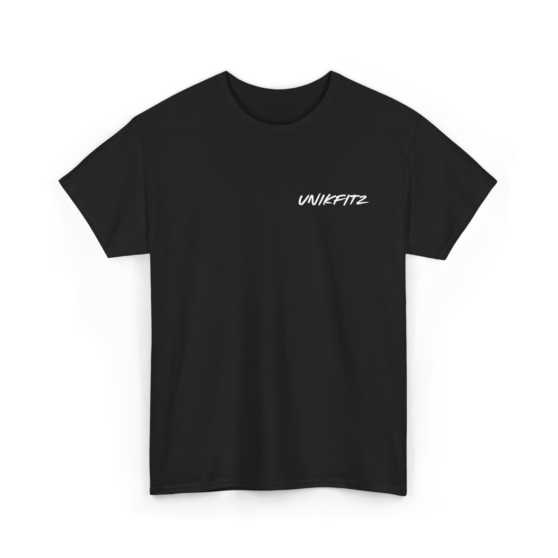 Scarred Heart Women's T-Shirt by UNIKFITZ in crisp Black, featuring a minimalist logo on the front. A versatile women's t-shirt essential, designed for Australian streetwear lovers and gym enthusiasts. Crafted with premium cotton for breathability and comfort