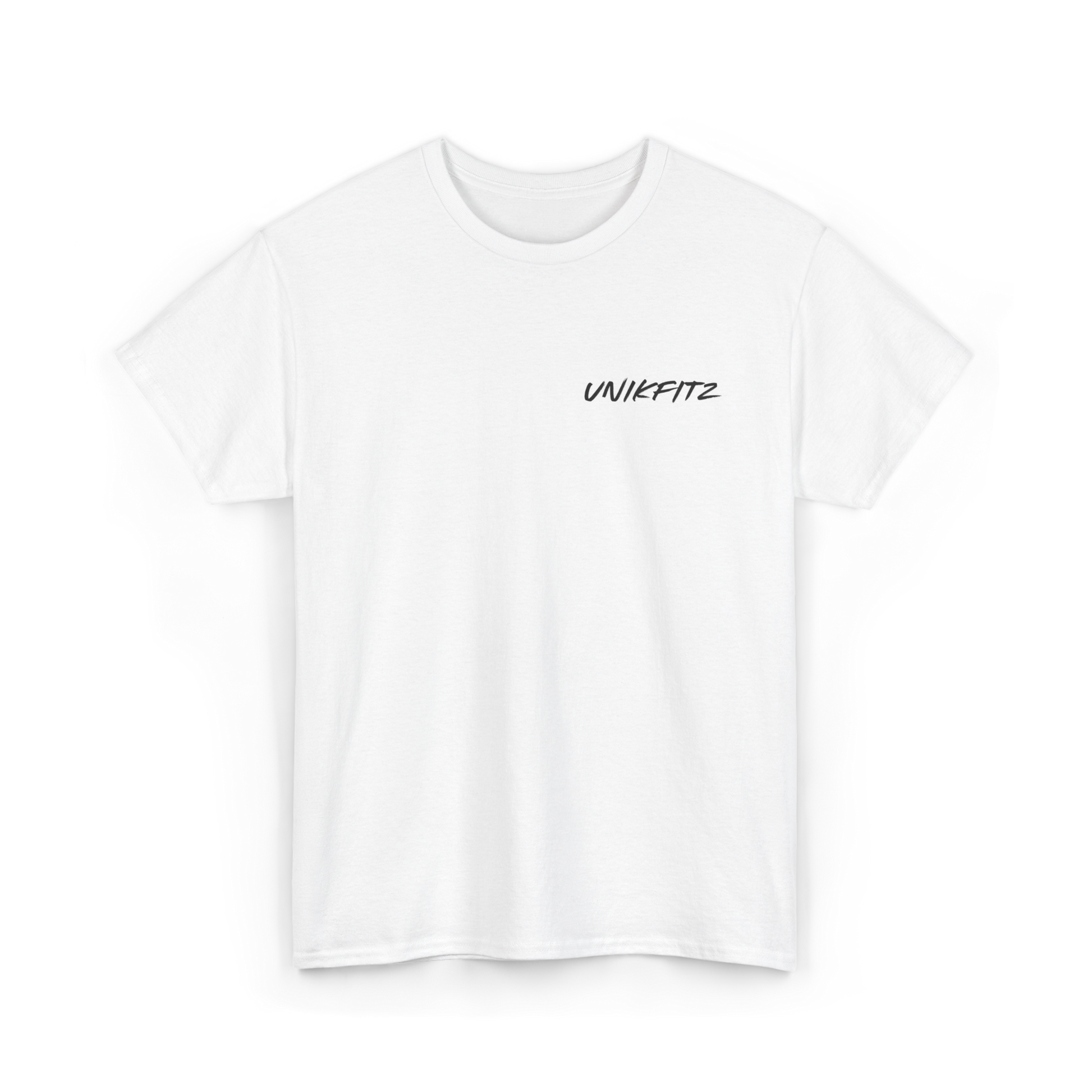 Scarred Heart Women's T-Shirt by UNIKFITZ in crisp white, featuring a minimalist logo on the front. A versatile men's t-shirt essential, designed for Australian streetwear lovers and gym enthusiasts. Crafted with premium cotton for breathability and comfort