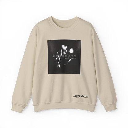 Front view of the Strength Beyond Women's Sweatshirt in beige by UNIKFITZ, featuring a striking black and white print with 'Strength Beyond Struggle' typography. A premium streetwear staple for women’s wear, ideal for gym sessions, urban fashion, and casual layering.