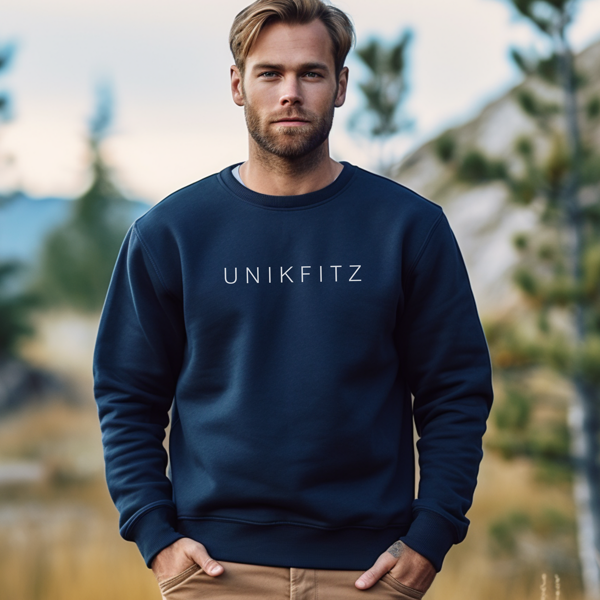 UNIKFITZ white - Navy Crewneck sweatshirt - Male Front picture | UNIKFITZ