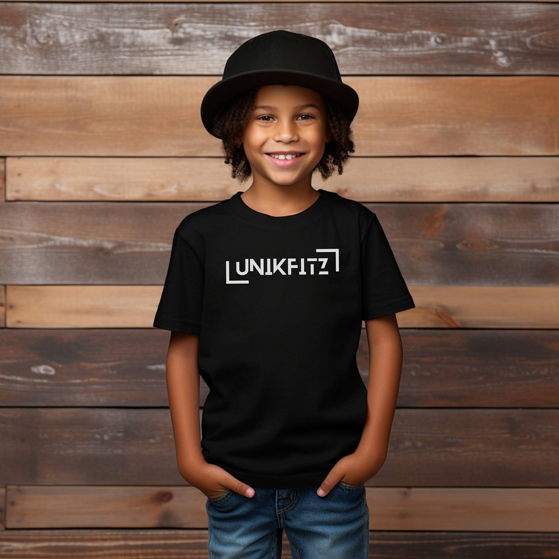 UNIKFITZ square - Black Boys t-shirt - tee- shirt- t-shirts -boy - kid front picture | UNIKFITZ